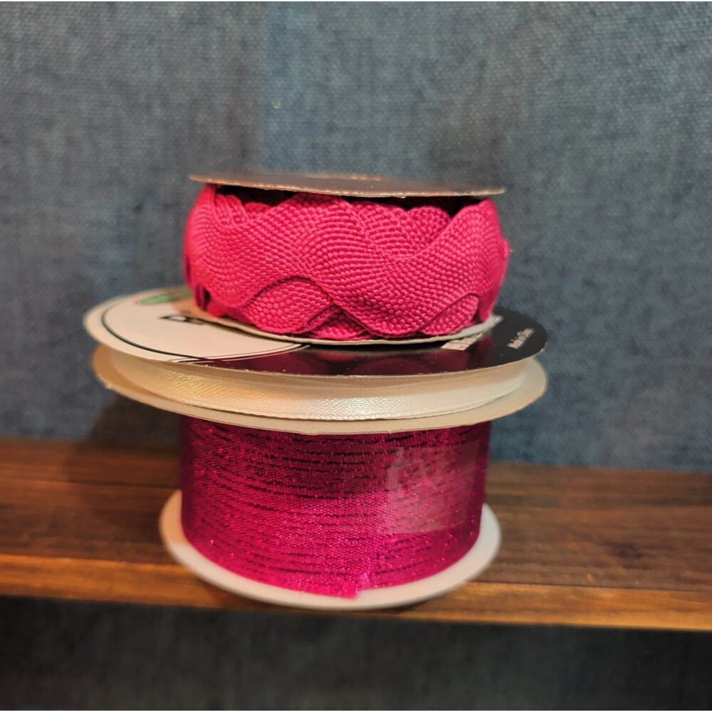 Gift Wrap Co Sullivans Ribbon Trim Lot 3 Fuchsia White Destash